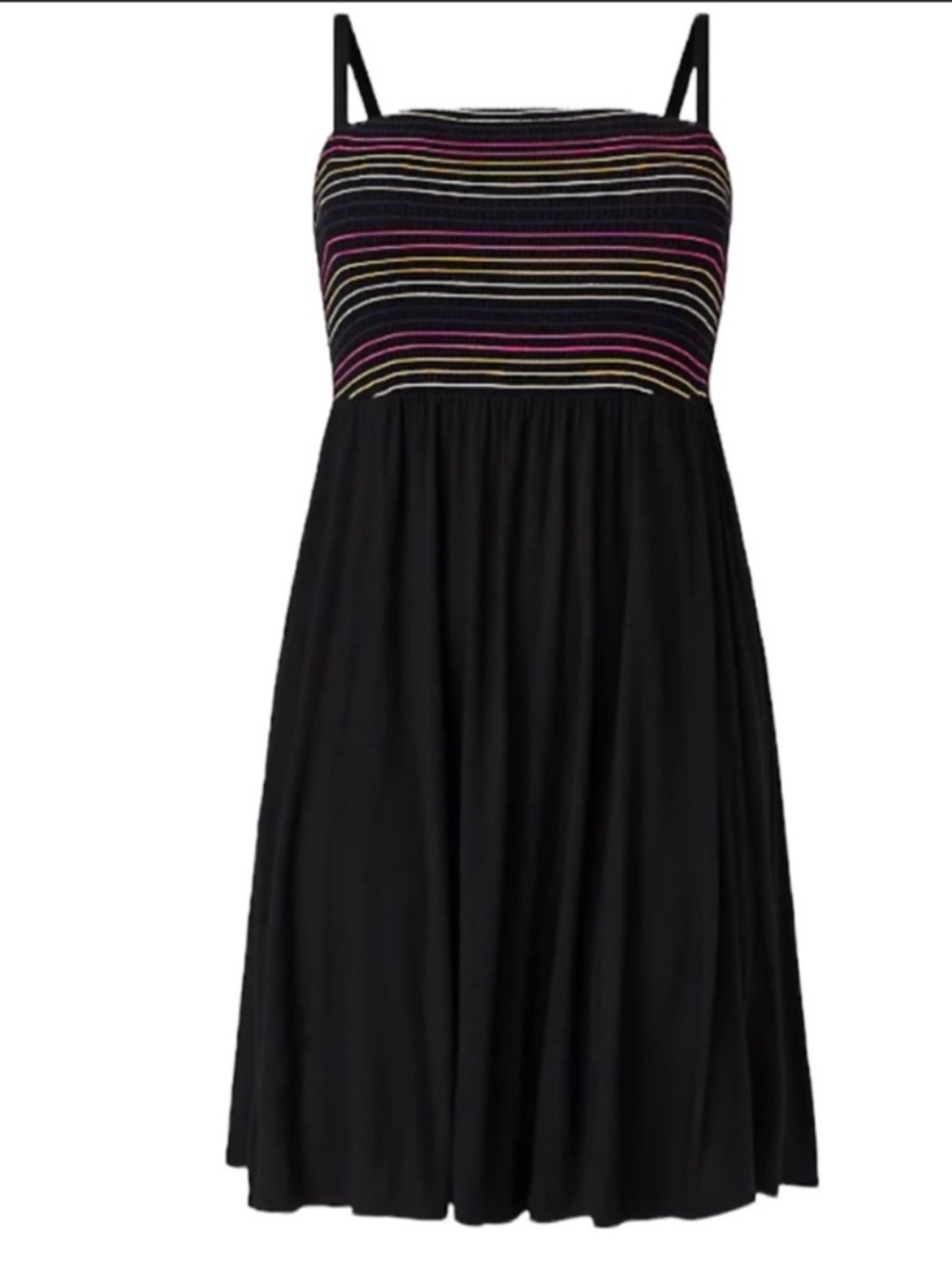 torrid Black Sundress with Multicolor Striped Bodice plus size 1 feminine fun